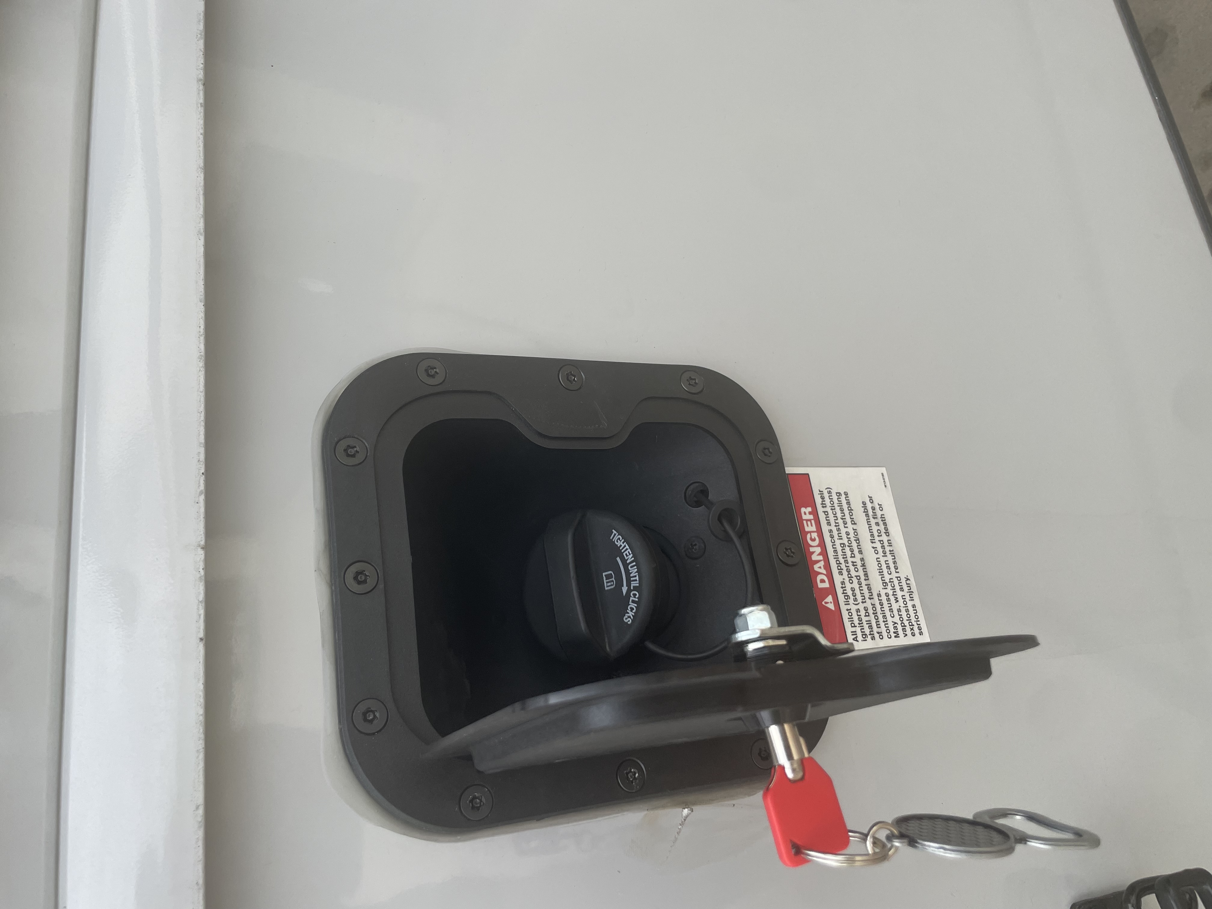 The RV Fuel Vault installed on a 2023 Fleetwood RV Flair 32S